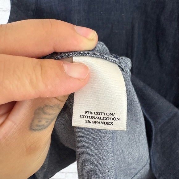 Ann Taylor Dark Cotton Chambray Sleeveless Shell Tank - Picture 4 of 5